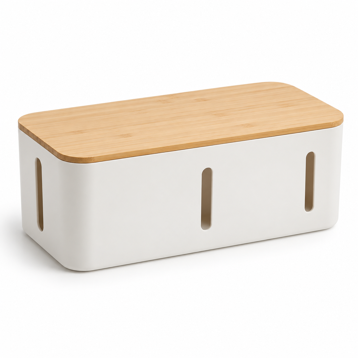 Bamboo-Lid Cable Management Box