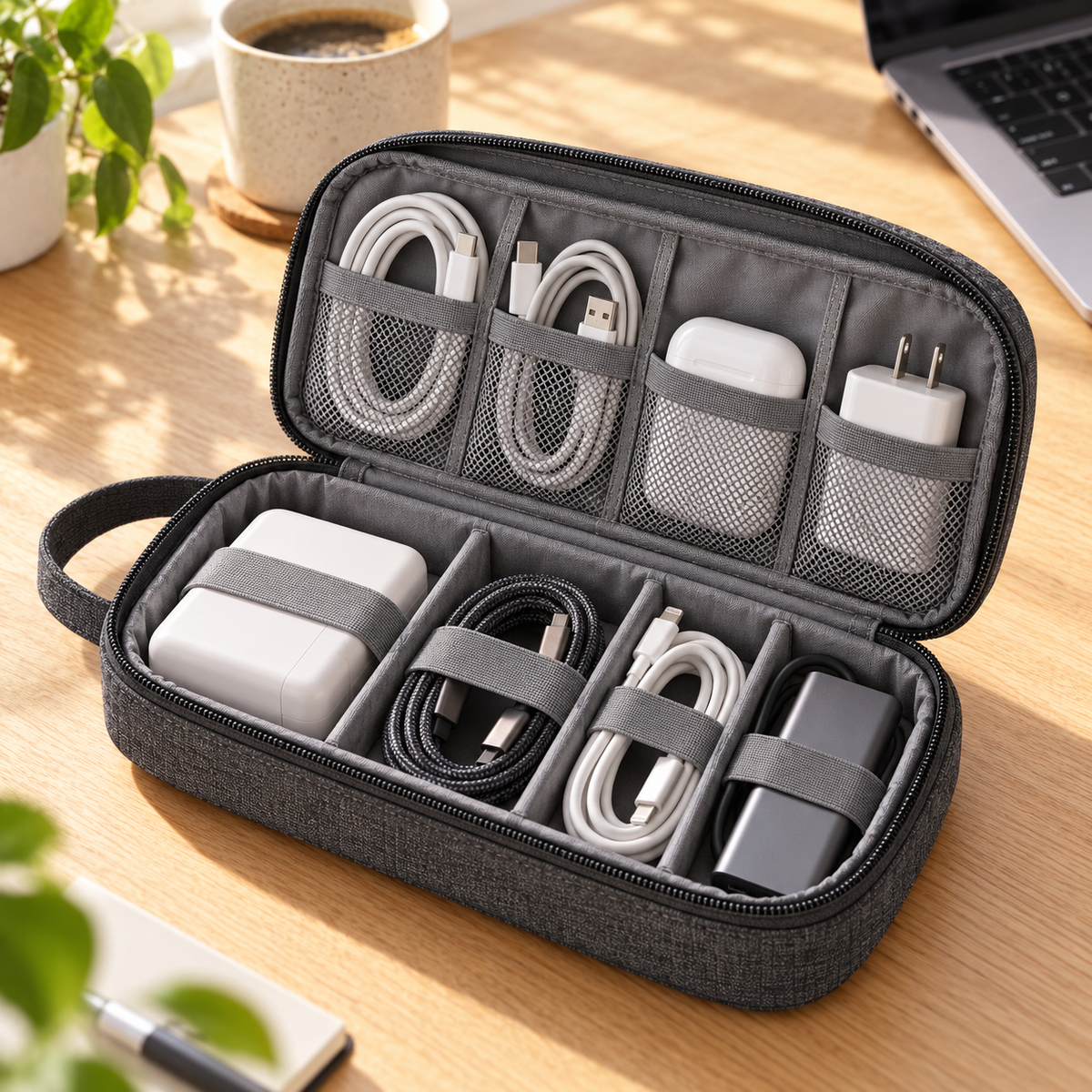 Double-Layer Electronics Organizer Pouch