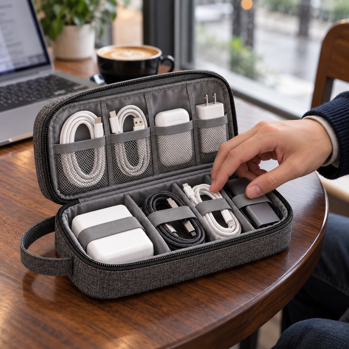 Double-Layer Electronics Organizer Pouch