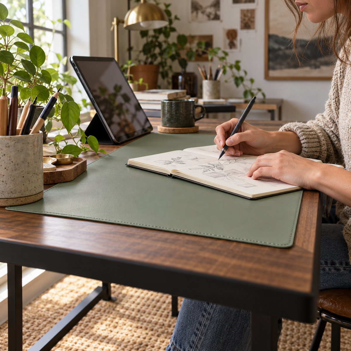 Large Sage Green Desk Mat