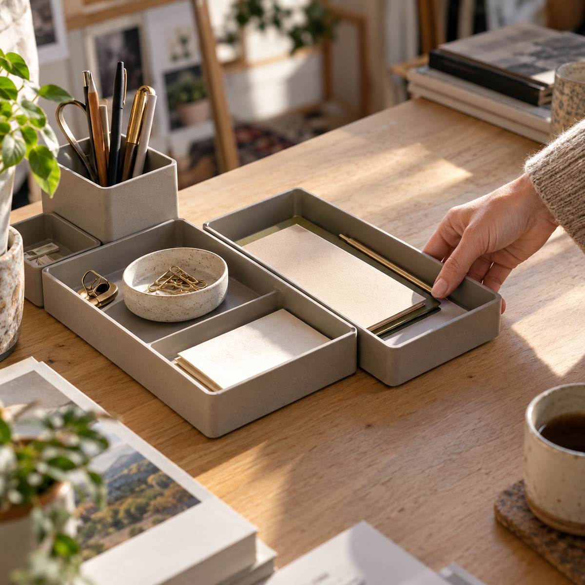 Modular Desktop Organizer Tray Set